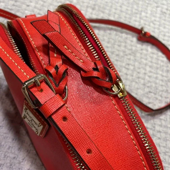 DOONEY & BOURKE CAMERA PEBBLED GRAIN ITALIAN LEATHER CROSSBODY Red/Orange - Picture 10 of 16